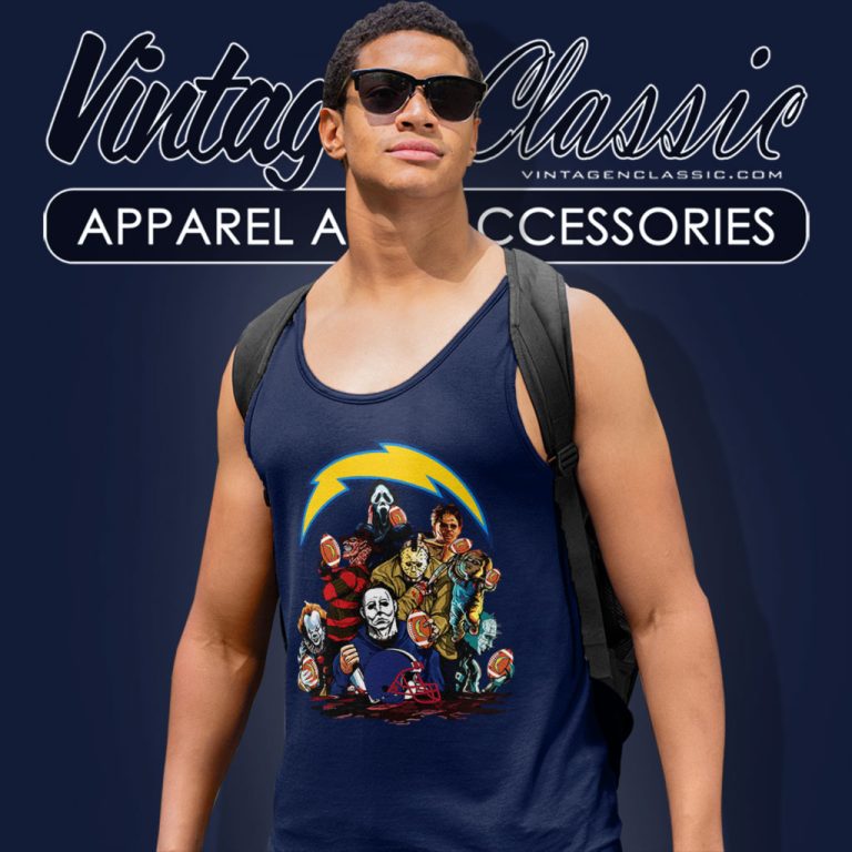 Horror Movies Characters Los Angeles Chargers Football Halloween Tank Top Racerback Horror Movies Characters Los Angeles Chargers Football Halloween Tank Top Racerback