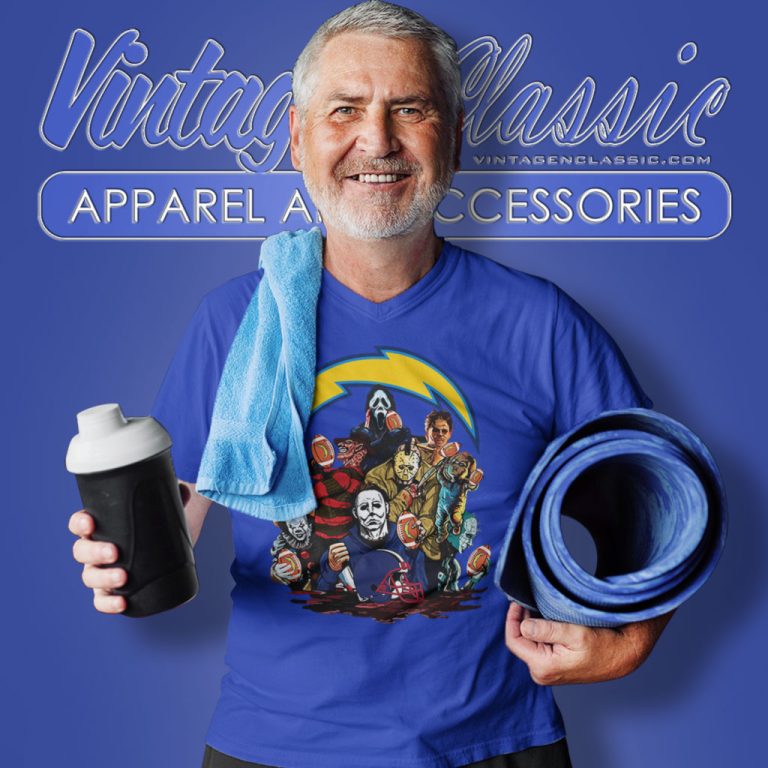 Horror Movies Characters Los Angeles Chargers Football Halloween V Neck TShirt Horror Movies Characters Los Angeles Chargers Football Halloween V Neck TShirt