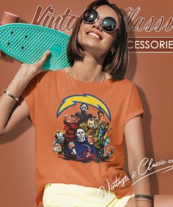 Horror Movies Characters Los Angeles Chargers Football Halloween Shirt 6 Horror Movies Characters Los Angeles Chargers Football Halloween Women T Shirt