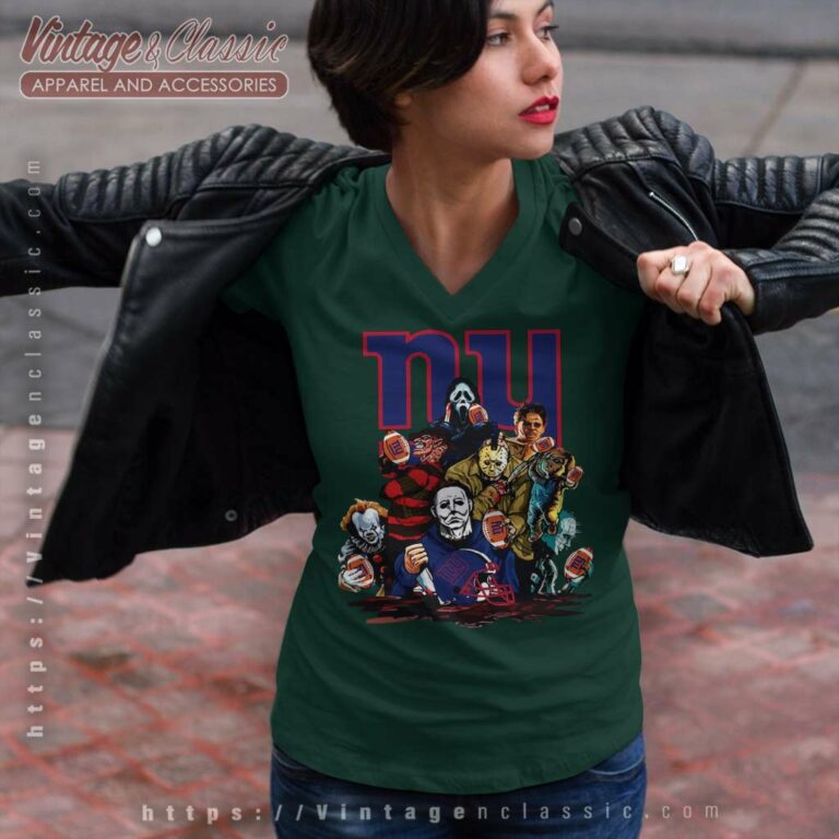 Horror Movies Characters New York Giants Football Halloween V Neck TShirt Horror Movies Characters New York Giants Football Halloween V Neck TShirt