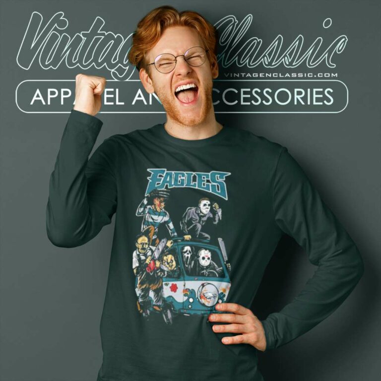 Horror Movies Characters Philadelphia Eagles Football Halloween Long Sleeve Tee Horror Movies Characters Philadelphia Eagles Football Halloween Long Sleeve Tee
