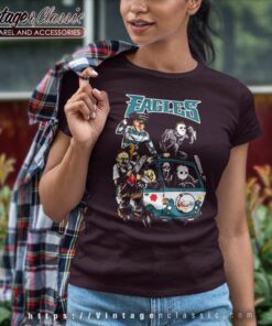 Horror Movies Characters Philadelphia Eagles Football Halloween Shirt 6 Horror Movies Characters Philadelphia Eagles Football Halloween Women TShirt