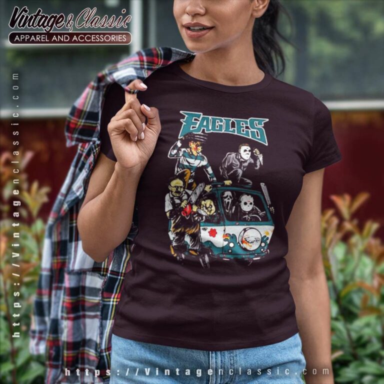 Horror Movies Characters Philadelphia Eagles Football Halloween Women TShirt Horror Movies Characters Philadelphia Eagles Football Halloween Women TShirt