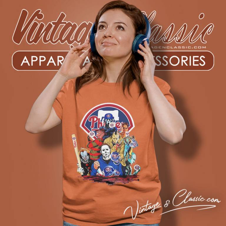 Horror Movies Characters Philadelphia Phillies Football Halloween Women T Shirt Horror Movies Characters Philadelphia Phillies Football Halloween Women T Shirt