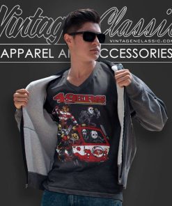 Horror Movies Characters San Francisco 49ers Football Halloween V Neck TShirt