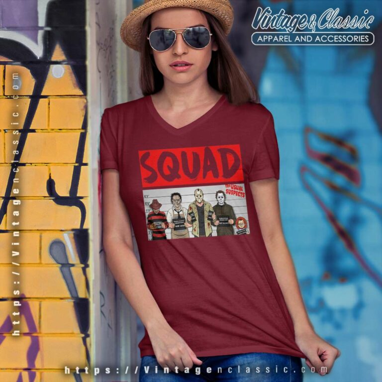 Horror Villains Squad Halloween Funny V Neck TShirt Horror Villains Squad Halloween Funny V Neck TShirt