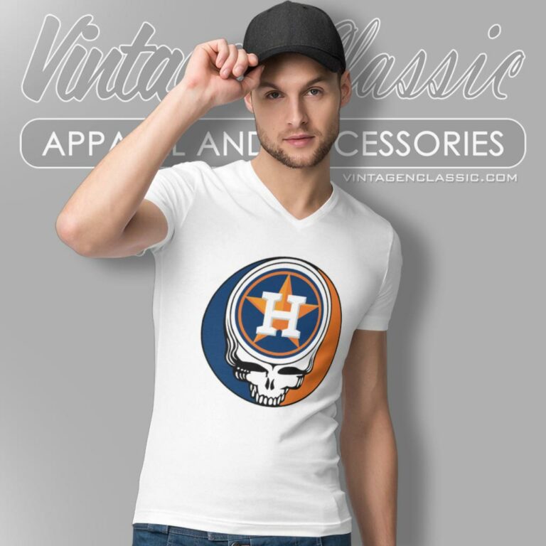 Houston Astros Grateful Dead Steal Face V Neck TShirt Houston Astros Grateful Dead Steal Face V Neck TShirt