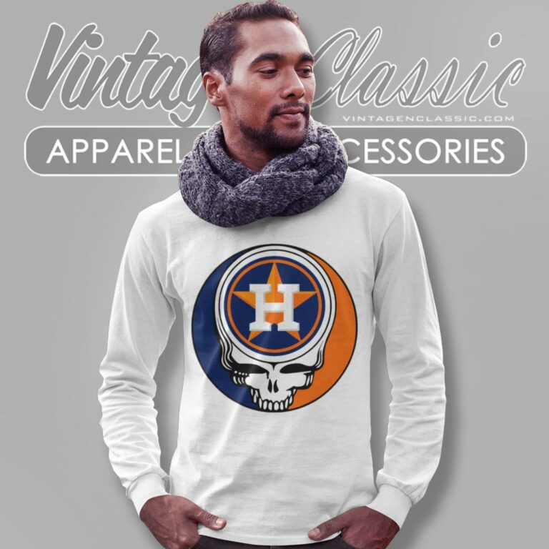 Houston Astros Grateful Dead Steal Your Face Long Sleeve Tee Houston Astros Grateful Dead Steal Your Face Long Sleeve Tee