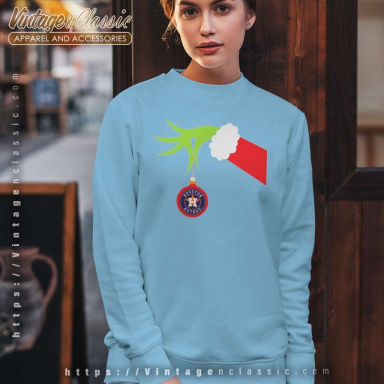 Houston Astros Grinch Hand Holding Christmas Sweatshirt Houston Astros Grinch Hand Holding Christmas Sweatshirt