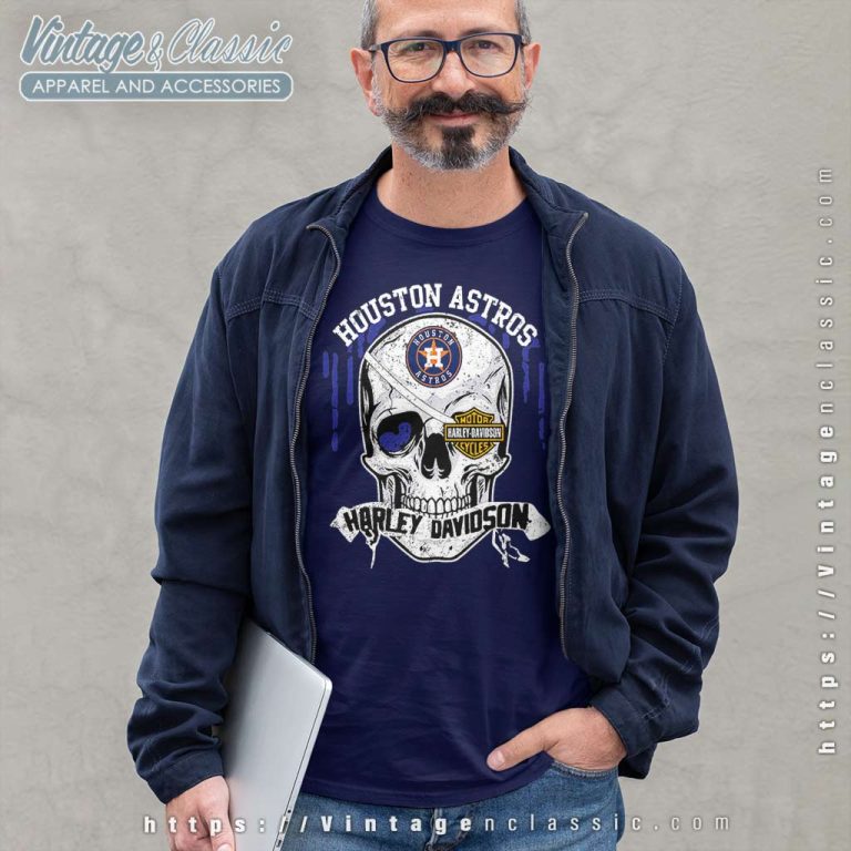 Houston Astros Harley Davidson Skull Long Sleeve Tee Houston Astros Harley Davidson Skull Long Sleeve Tee