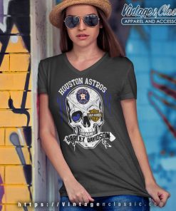Houston Astros Harley Davidson Skull V Neck TShirt