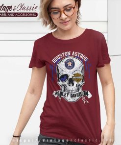 Houston Astros Harley Davidson Skull Women TShirt