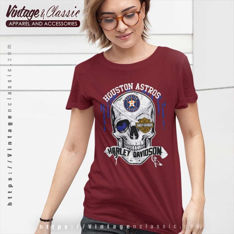 Houston Astros Harley Davidson Skull Women TShirt Houston Astros Harley Davidson Skull Women TShirt