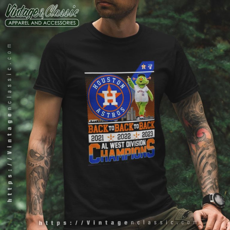 Houston Astros Mascot Back To Back To Back 2021 2022 2023 Al West Division Champions T Shirt Houston Astros Mascot Back To Back To Back 2021 2022 2023 Al West Division Champions T Shirt