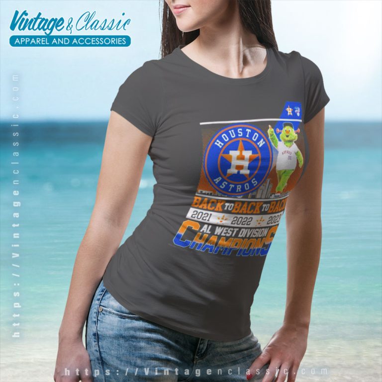 Houston Astros Mascot Back To Back To Back 2021 2022 2023 Al West Division Champions Women T Shirt Houston Astros Mascot Back To Back To Back 2021 2022 2023 Al West Division Champions Women T Shirt