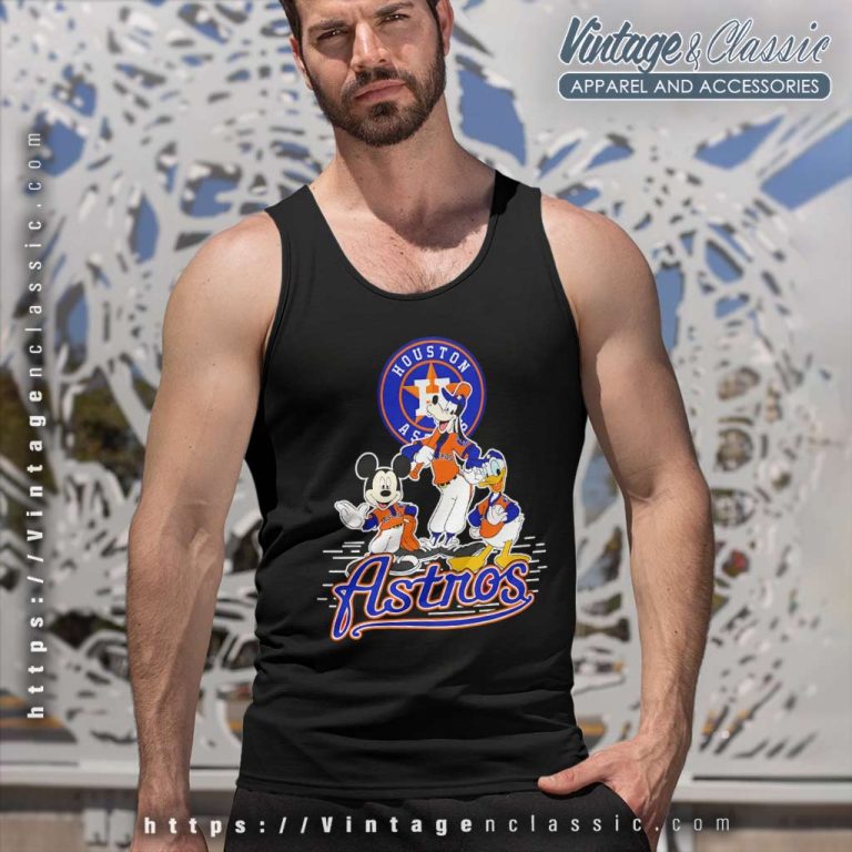 Houston Astros Mickey Mouse Donald Duck Goofy Baseball Tank Top Racerback Houston Astros Mickey Mouse Donald Duck Goofy Baseball Tank Top Racerback