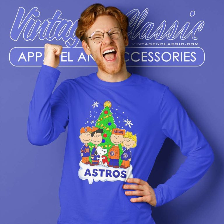 Houston Astros Snoopy And Friends Christmas Funny Long Sleeve Tee Houston Astros Snoopy And Friends Christmas Funny Long Sleeve Tee