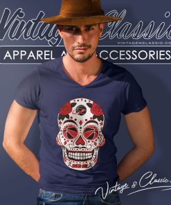 Houston Basketball Sugar Skull V Neck TShirt