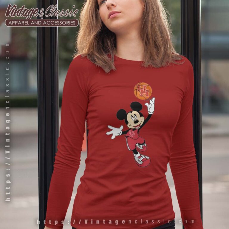 Houston Cougars Mickey Basketball NCAA March Madness Longsleeves Houston Cougars Mickey Basketball NCAA March Madness Longsleeves