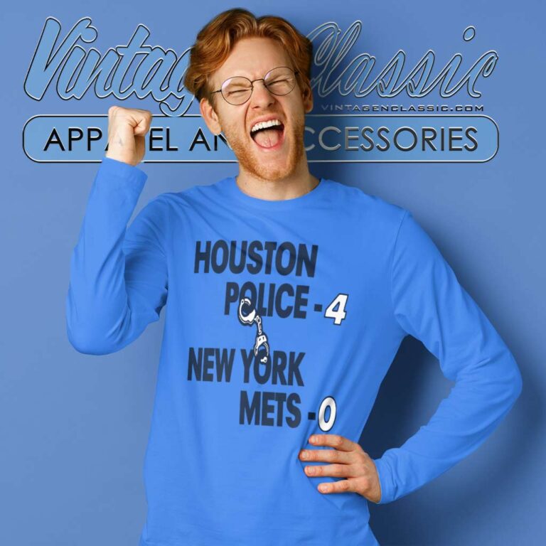 Houston Police 4 New York Mets 0 World Series Long Sleeve Tee Houston Police 4 New York Mets 0 World Series Long Sleeve Tee