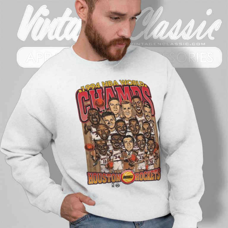 Houston Rockets 1994 Nba Champions Cartoon Basketball Sweatshirt Houston Rockets 1994 Nba Champions Cartoon Basketball Sweatshirt