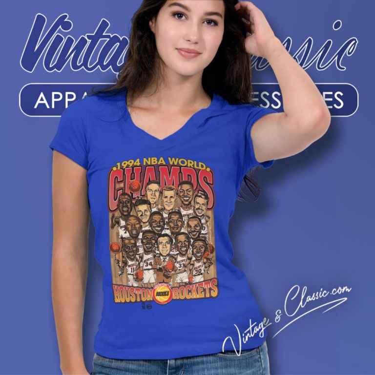 Houston Rockets 1994 Nba Champions Cartoon Basketball V Neck TShirt Houston Rockets 1994 Nba Champions Cartoon Basketball V Neck TShirt
