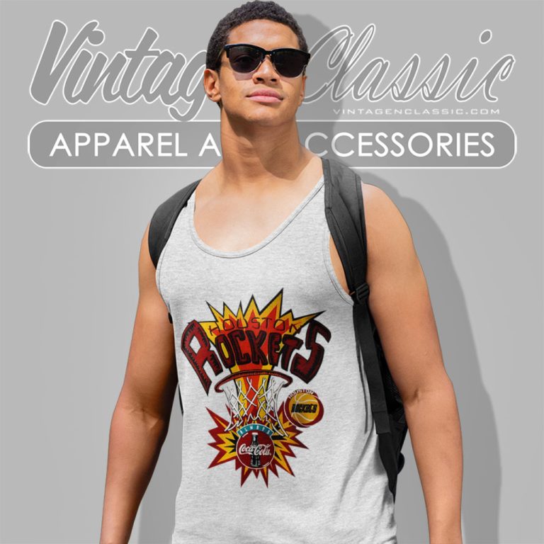 Houston Rockets Coca Cola Logo Tank Top Racerback Houston Rockets Coca Cola Logo Tank Top Racerback