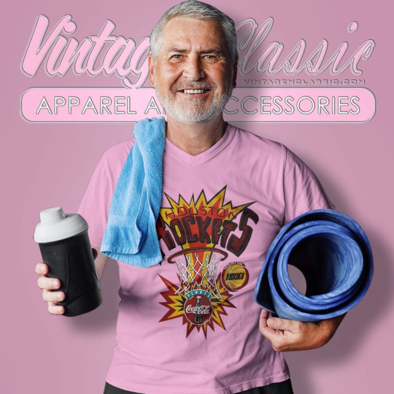 Houston Rockets Coca Cola Logo V Neck TShirt Houston Rockets Coca Cola Logo V Neck TShirt