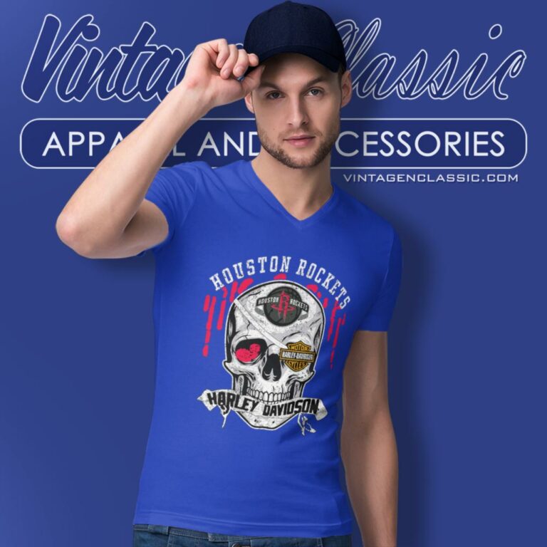 Houston Rockets Harley Davidson Skull V Neck TShirt 1 Houston Rockets Harley Davidson Skull V Neck TShirt 1