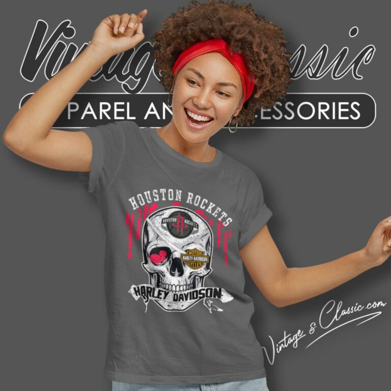 Houston Rockets Harley Davidson Skull Women T Shirt 1 Houston Rockets Harley Davidson Skull Women T Shirt 1