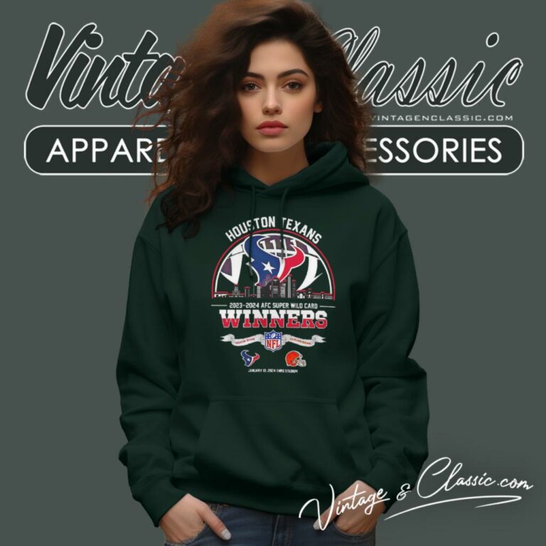 Houston Texans 2023 2024 Afc Super Wild Card Winners Skyline Nfl Playoffs Divisional Hoodie Houston Texans 2023 2024 Afc Super Wild Card Winners Skyline Nfl Playoffs Divisional Hoodie