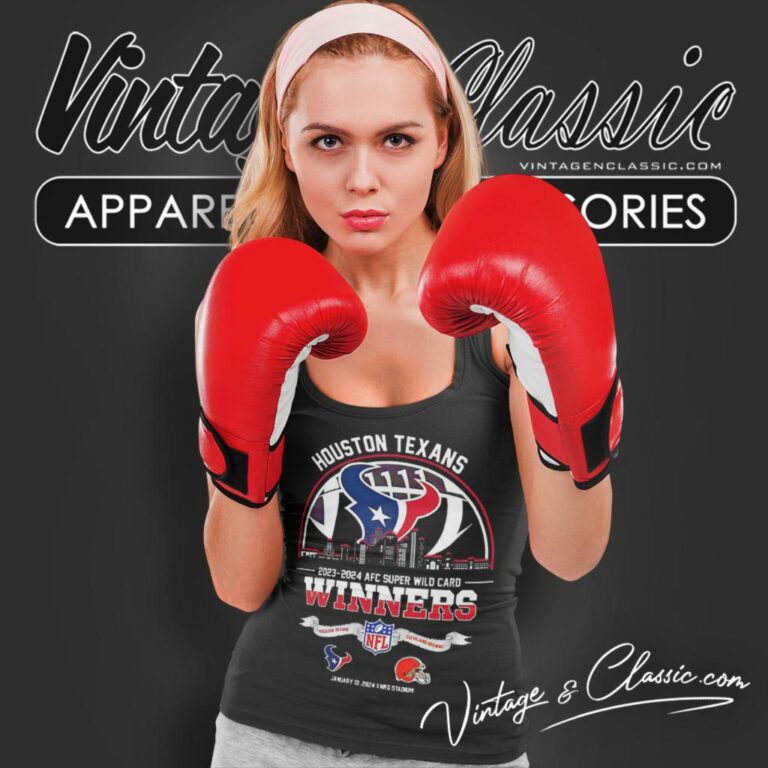 Houston Texans 2023 2024 Afc Super Wild Card Winners Skyline Nfl Playoffs Divisional Tank Top Racerback Houston Texans 2023 2024 Afc Super Wild Card Winners Skyline Nfl Playoffs Divisional Tank Top Racerback