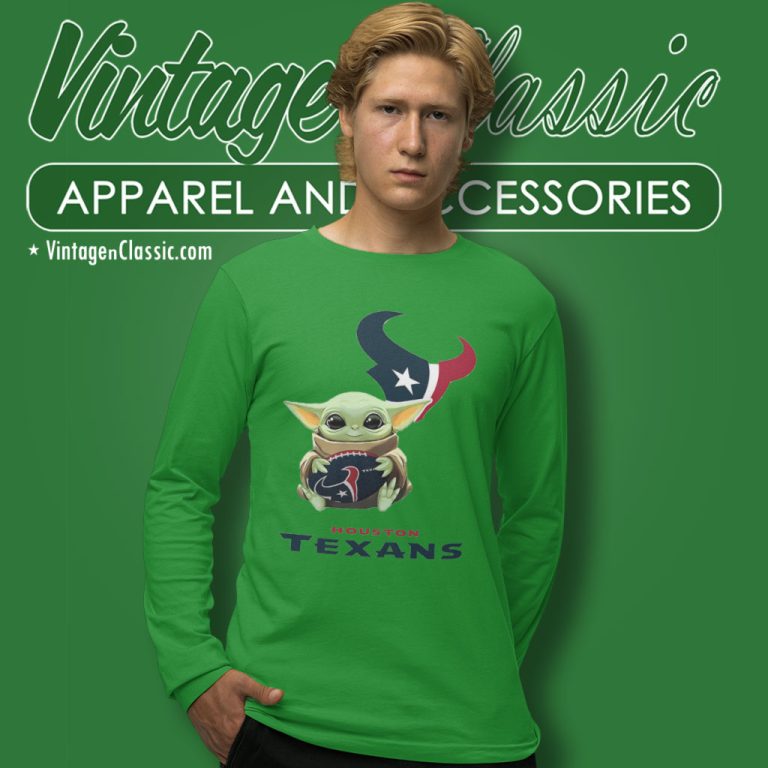 Houston Texans Baby Yoda Long Sleeve Tee Houston Texans Baby Yoda Long Sleeve Tee