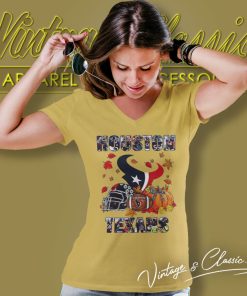 Houston Texans Fall Helmet Pumpkin V Neck TShirt
