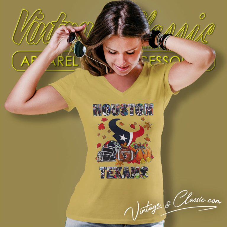 Houston Texans Fall Helmet Pumpkin V Neck TShirt Houston Texans Fall Helmet Pumpkin V Neck TShirt
