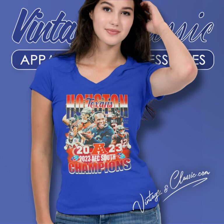 Houston Texans Football 2023 Afc South Champions V Neck TShirt Houston Texans Football 2023 Afc South Champions V Neck TShirt