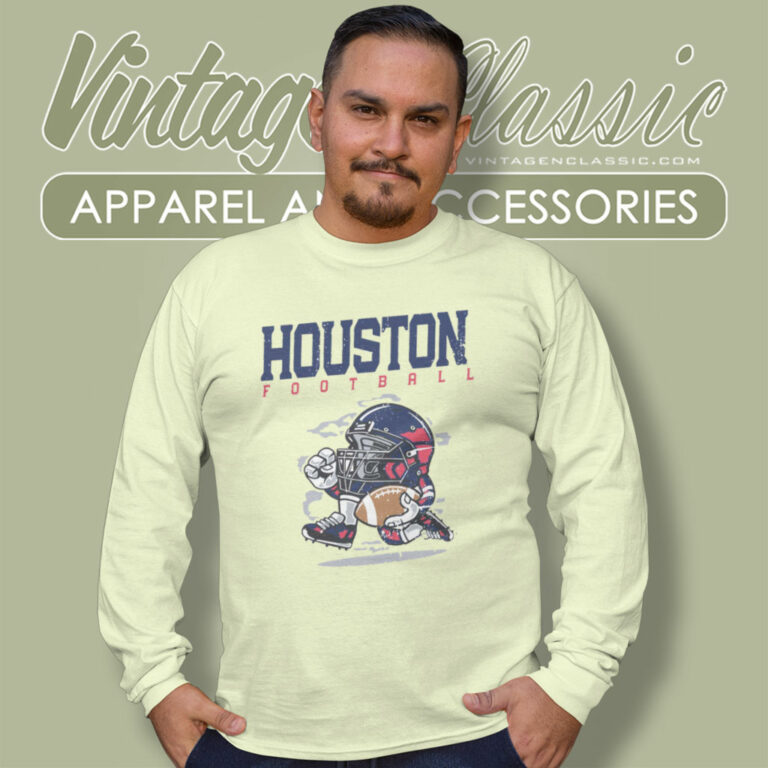 Houston Texans Football Helmet Vintage Long Sleeve Tee Houston Texans Football Helmet Vintage Long Sleeve Tee