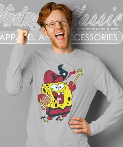 Houston Texans Football Spongebob Long Sleeve Tee