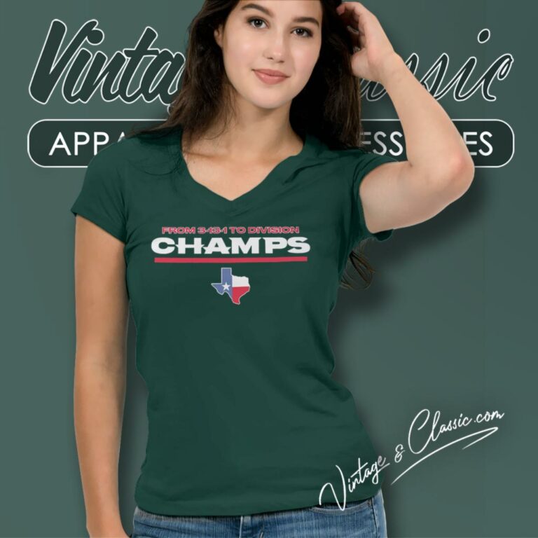 Houston Texans From 3 13 1 To Division Champs V Neck TShirt Houston Texans From 3 13 1 To Division Champs V Neck TShirt