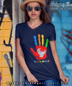 Houston Texans Hand Autism 2023 Nfl V Neck TShirt