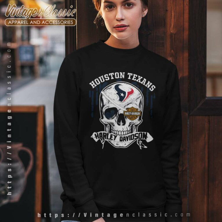 Houston Texans Harley Davidson Skull Sweatshirt Houston Texans Harley Davidson Skull Sweatshirt