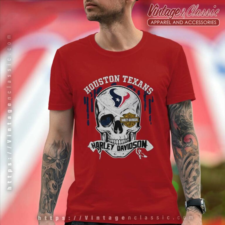 Houston Texans Harley Davidson Skull T Shirt Houston Texans Harley Davidson Skull T Shirt