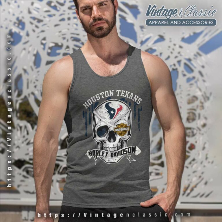 Houston Texans Harley Davidson Skull Tank Top Racerback Houston Texans Harley Davidson Skull Tank Top Racerback