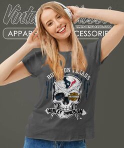 Houston Texans Harley Davidson Skull Women TShirt
