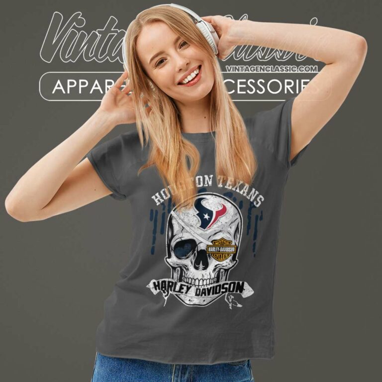 Houston Texans Harley Davidson Skull Women TShirt Houston Texans Harley Davidson Skull Women TShirt
