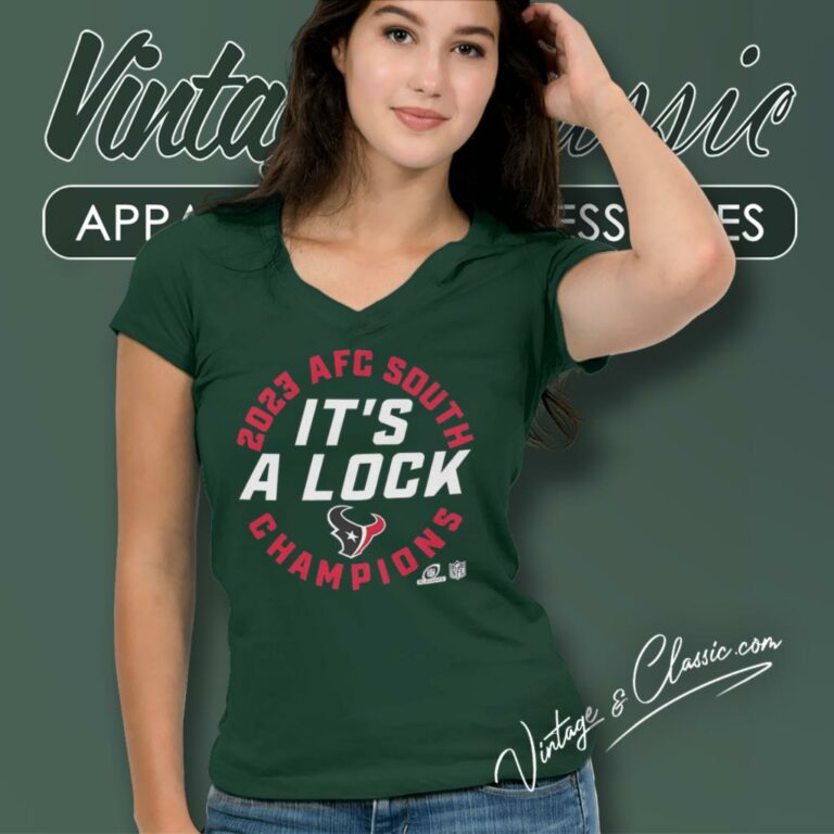 Houston Texans Its A Lock 2023 Afc South Division Champions V Neck TShirt Houston Texans Its A Lock 2023 Afc South Division Champions V Neck TShirt