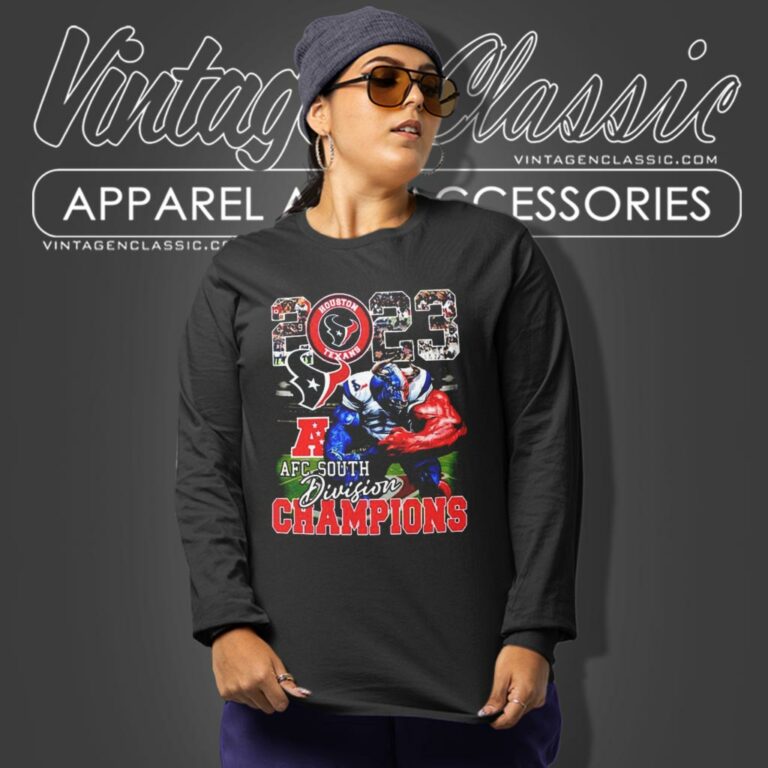 Houston Texans Mascot 2023 Afc South Division Champions Long Sleeve Tee Houston Texans Mascot 2023 Afc South Division Champions Long Sleeve Tee