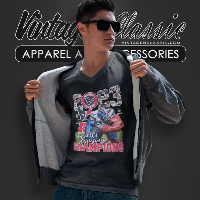 Houston Texans Mascot 2023 Afc South Division Champions V Neck TShirt Houston Texans Mascot 2023 Afc South Division Champions V Neck TShirt