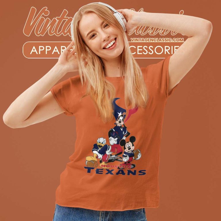Houston Texans Mickey Mouse Donald Duck Goofy Women TShirt Houston Texans Mickey Mouse Donald Duck Goofy Women TShirt