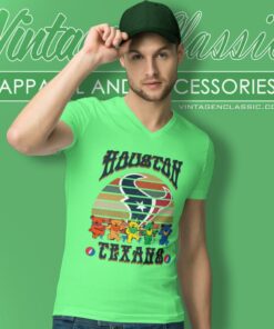 Houston Texans Nfl Grateful Dancing Bears Retro V Neck TShirt